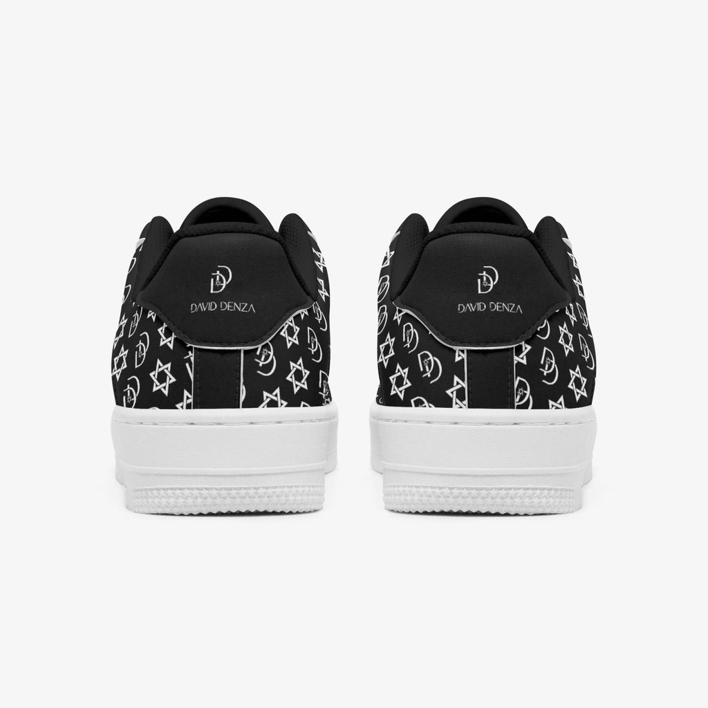 Unisex David Elevate Star Of David Leather David Denza Sneakers - Black & White