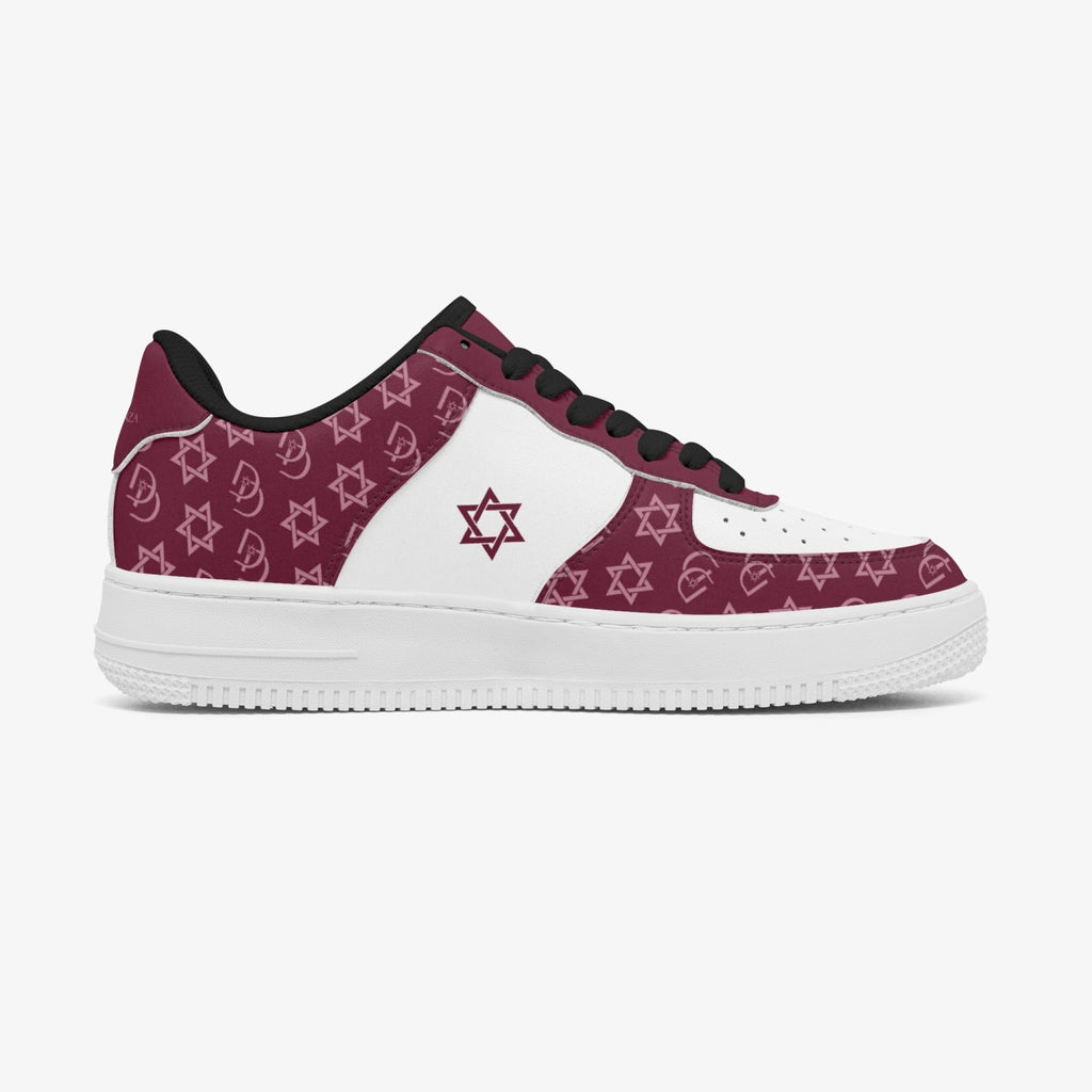 Unisex David Elevate Star Of David Leather David Denza Sneakers - Rich Burgundy