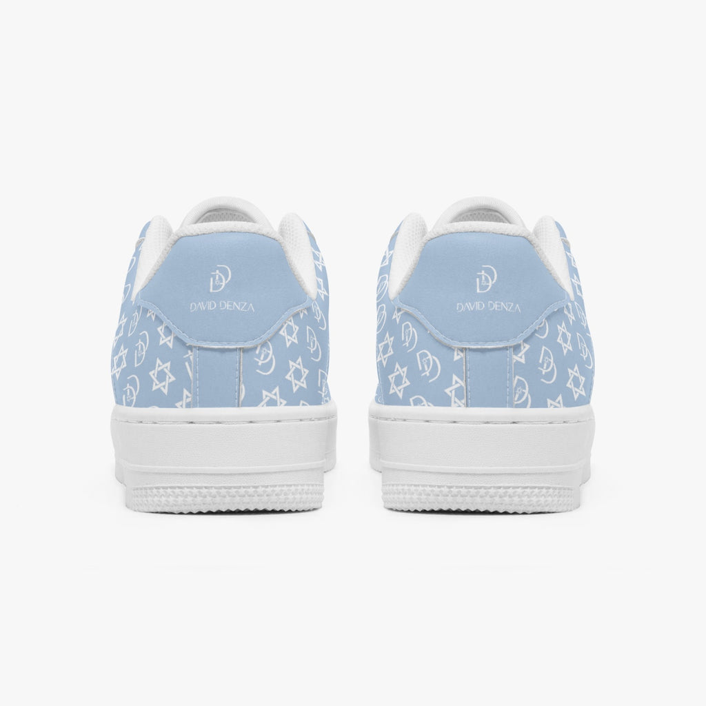 Unisex David Elevate Star Of David Leather David Denza Sneakers  - Sky Blue & White