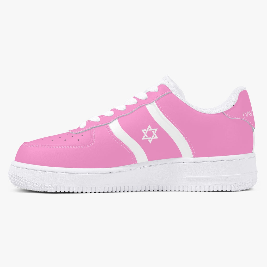 Unisex David Elevate Star Of David Low-Top Leather David Denza Sneakers - Pink and white