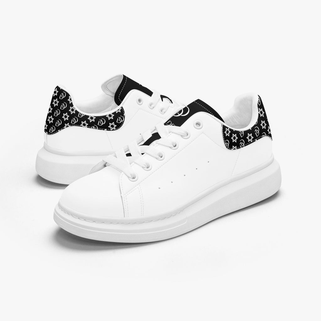 Unisex David Bold Star Of David Pattern Leather Oversized Sneakers - black