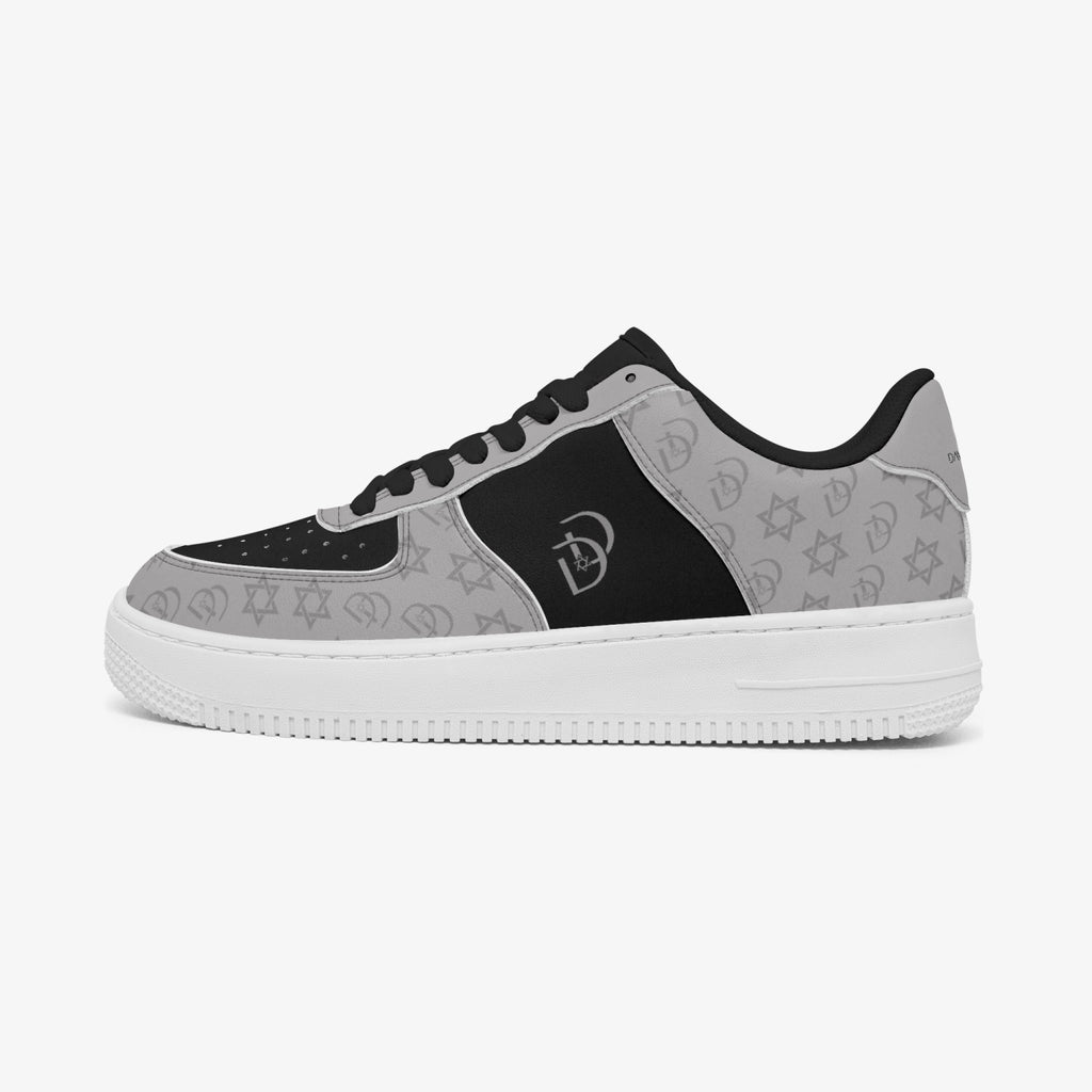 Unisex David Elevate Star Of David Low-Top Leather David Denza Sneakers - Black and Gray