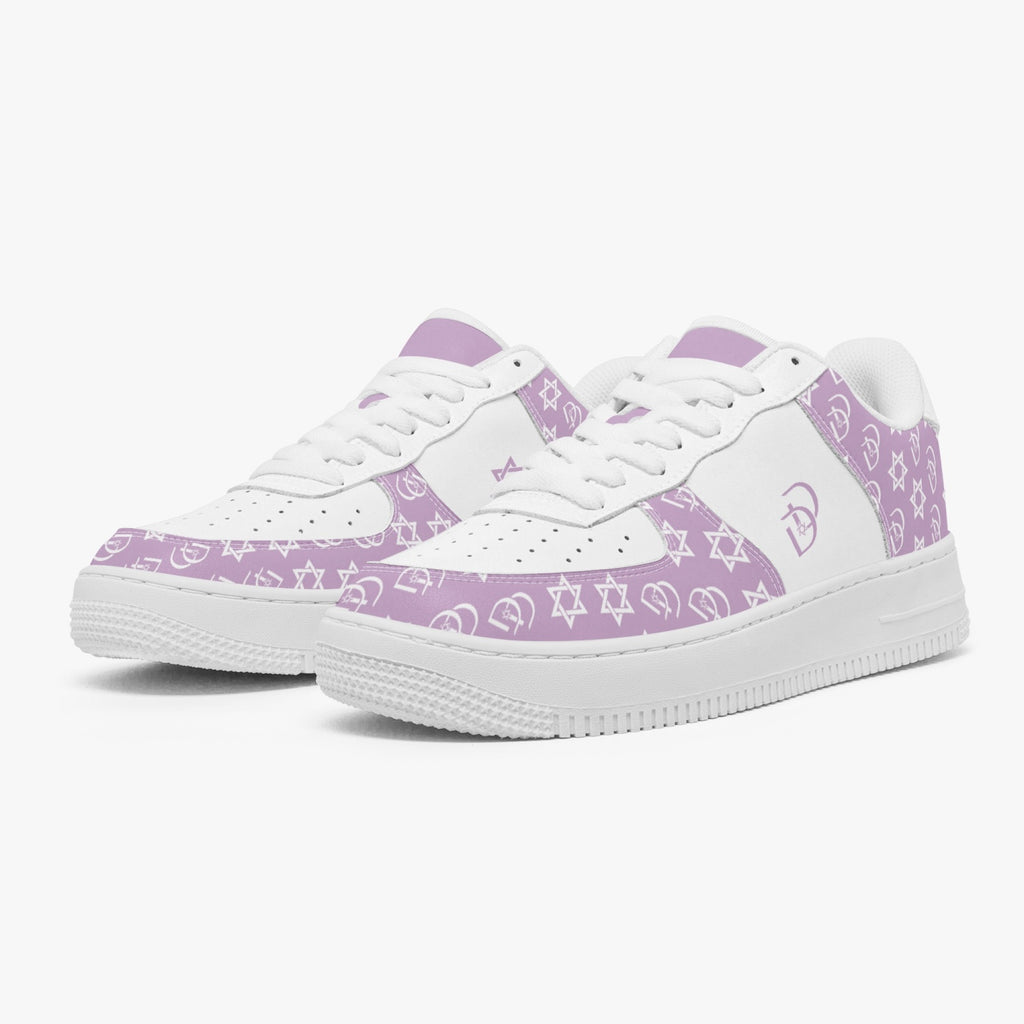 Unisex David Elevate Star Of David Leather David Denza Sneakers - Orchid Haze & White