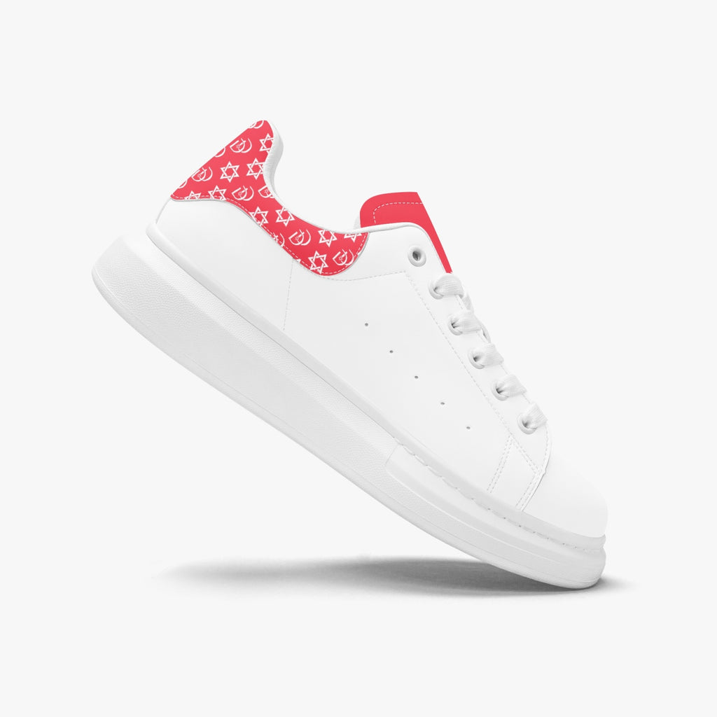 Unisex David Bold Star Of David Pattern Leather Oversized Sneakers - Candy Red