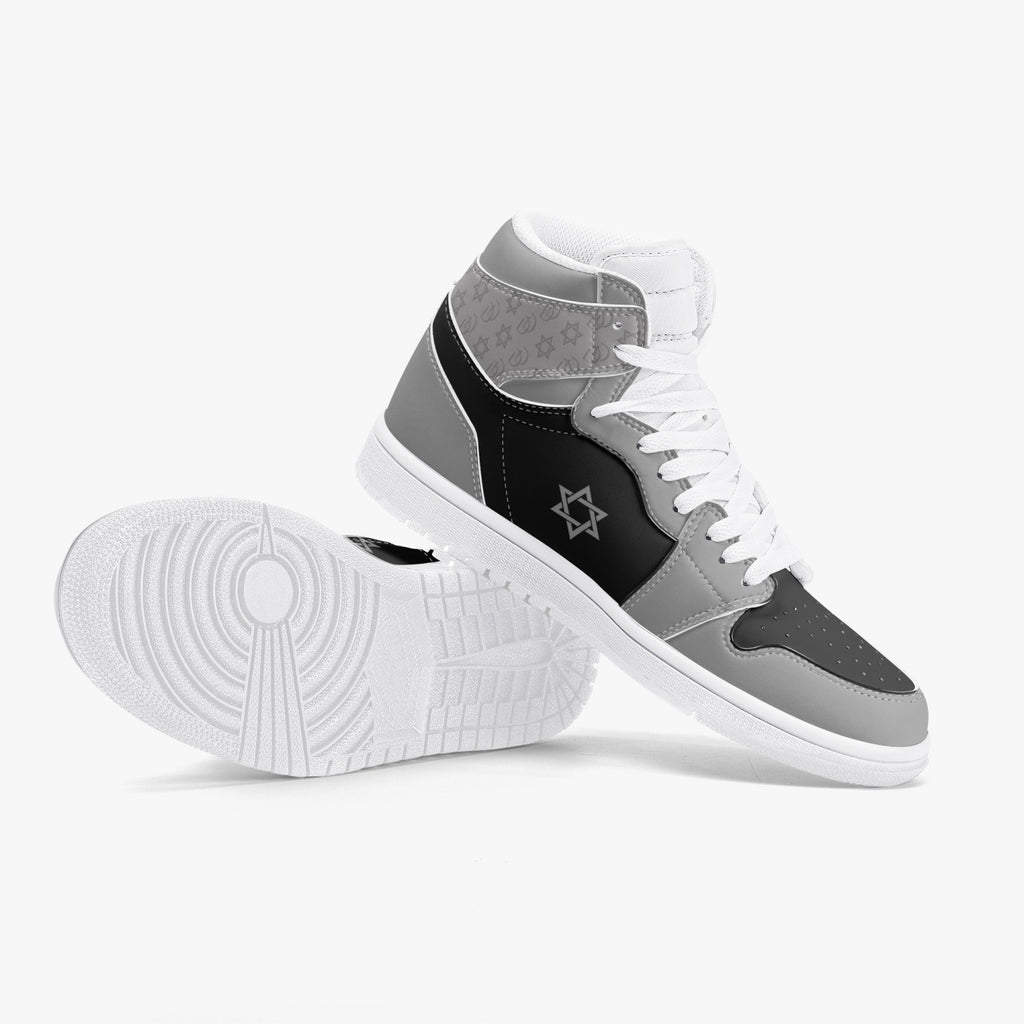 Unisex David Legends Star Of David High-Top Leather Sneakers David Denza - Black and Gray