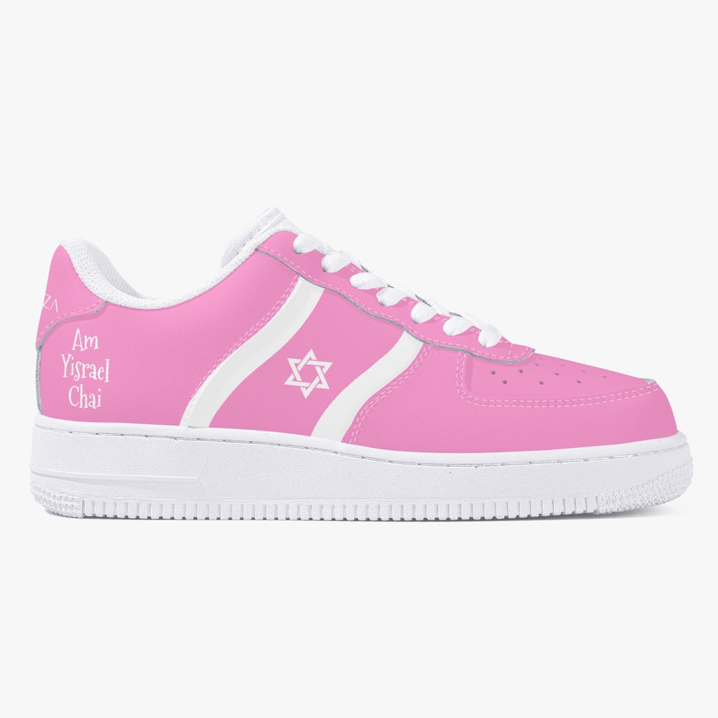 Unisex David Elevate Star Of David Low-Top Leather David Denza Sneakers - Pink and white