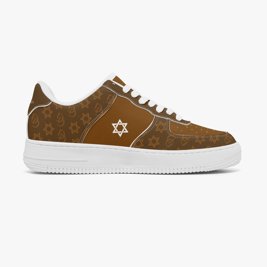 Unisex David Elevate Star Of David Leather David Denza Sneakers - Rich Brown & Light Tan