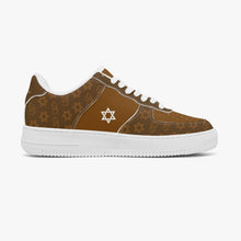 Load image into Gallery viewer, Unisex David Elevate Star Of David Leather David Denza Sneakers - Rich Brown &amp; Light Tan