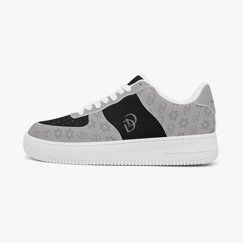 Unisex David Elevate Star Of David Low-Top Leather David Denza Sneakers - Black and Gray