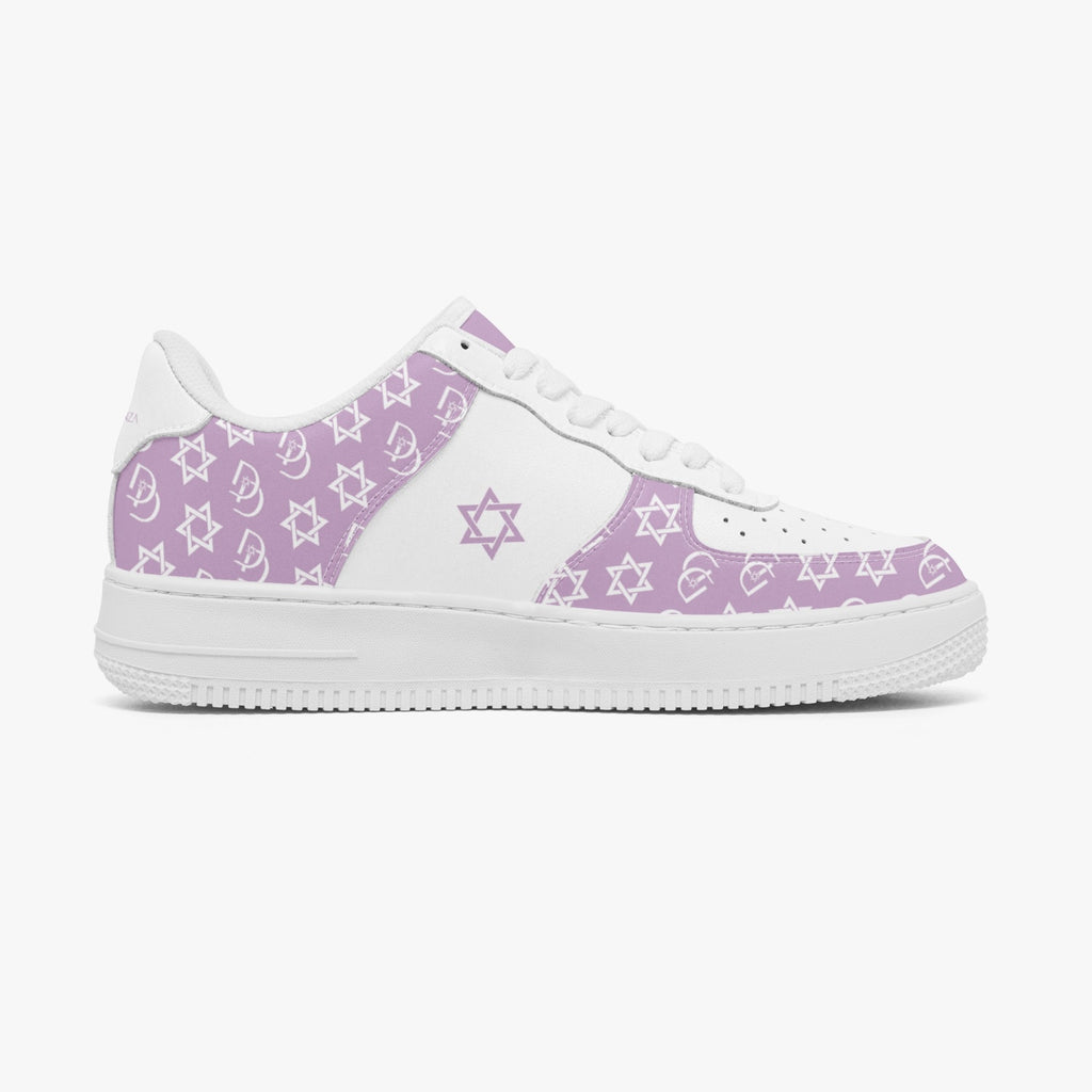 Unisex David Elevate Star Of David Leather David Denza Sneakers - Orchid Haze & White