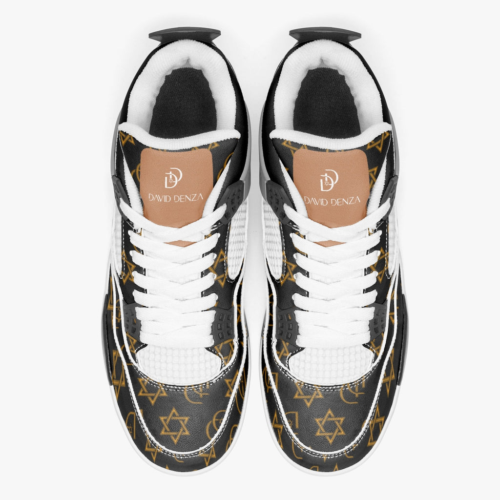 Unisex David Prime Star Of David Basketball Sneakers -Black with gold