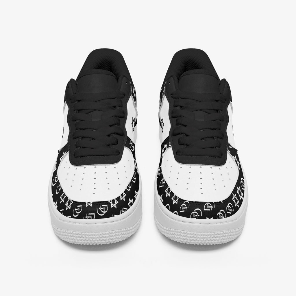 Unisex David Elevate Star Of David Leather David Denza Sneakers - Black & White