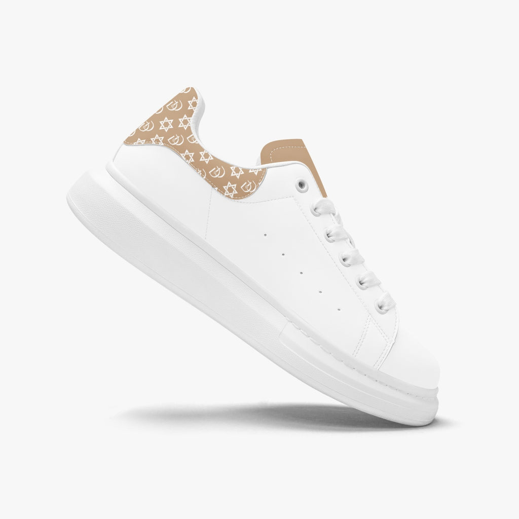 Unisex David Bold Star Of David Pattern Leather Oversized Sneakers - Golden