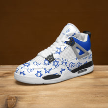 Load image into Gallery viewer, Unisex David Prime Star Of David Basketball Sneakers -White with blue