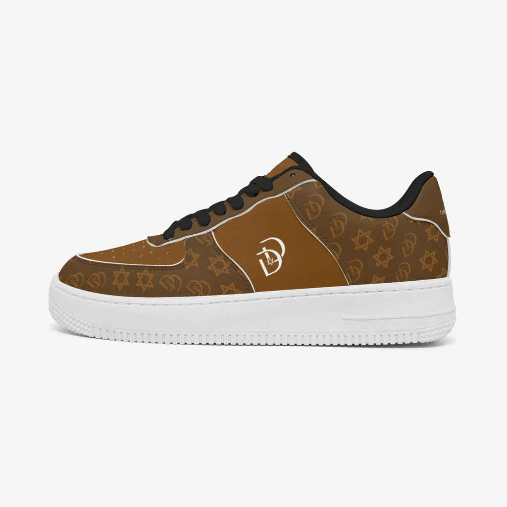 Unisex David Elevate Star Of David Leather David Denza Sneakers - Rich Brown & Light Tan