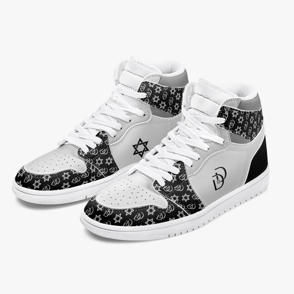 Unisex David Legends Star Of David High-Top Leather Sneakers David Denza - Black and White