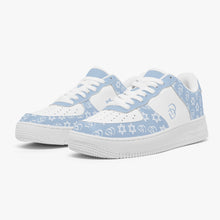 Load image into Gallery viewer, Unisex David Elevate Star Of David Leather David Denza Sneakers  - Sky Blue &amp; White