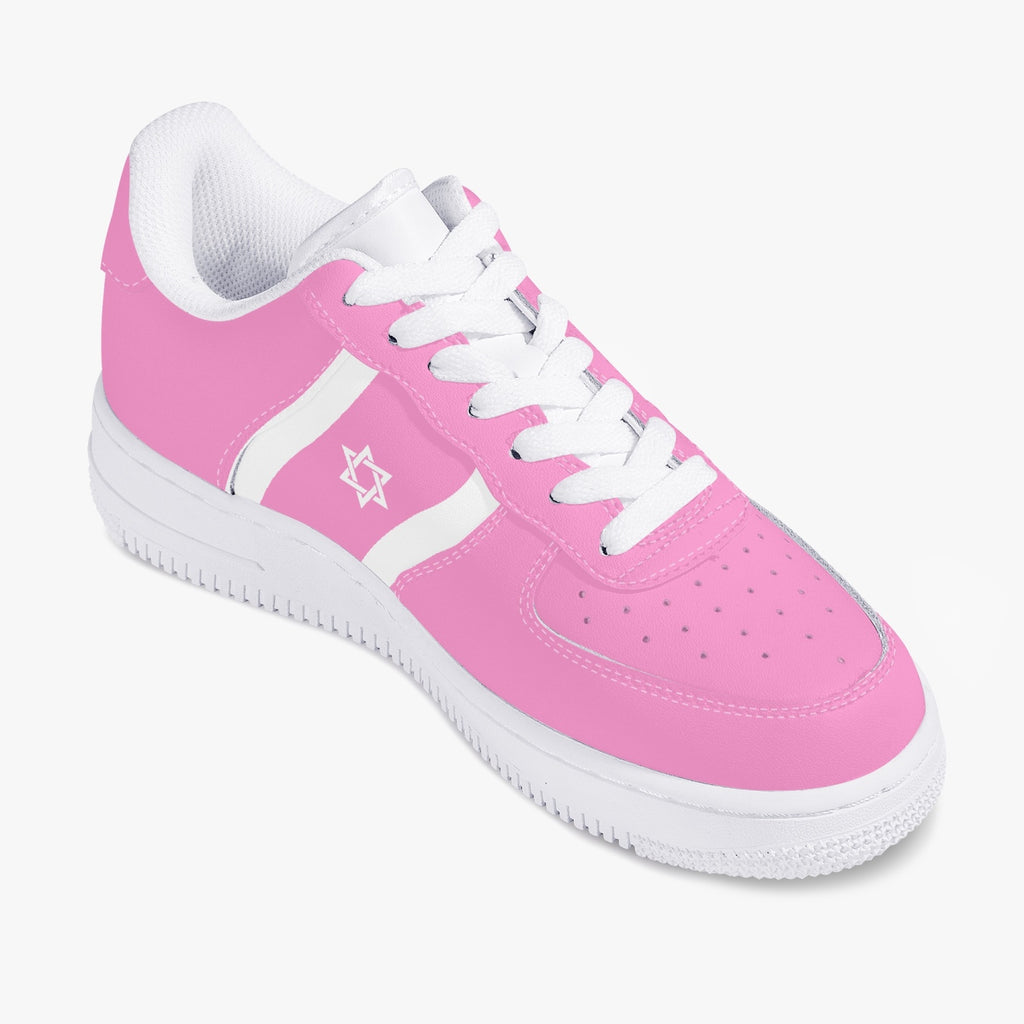 Unisex David Elevate Star Of David Low-Top Leather David Denza Sneakers - Pink and white