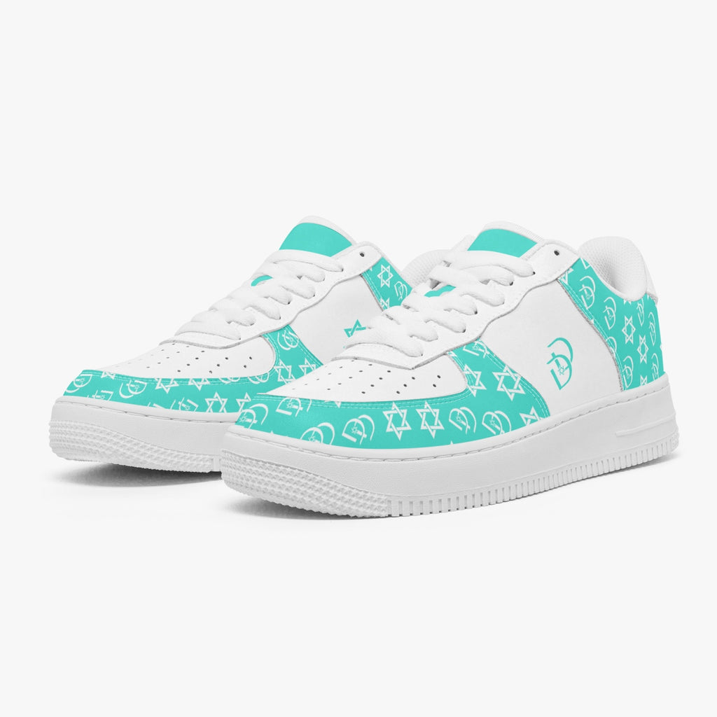 Unisex David Elevate Star Of David Leather David Denza Sneakers - Turquoise Color