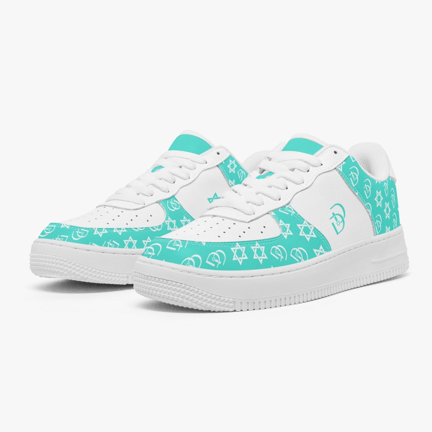 Unisex David Elevate Star Of David Leather David Denza Sneakers - Turq