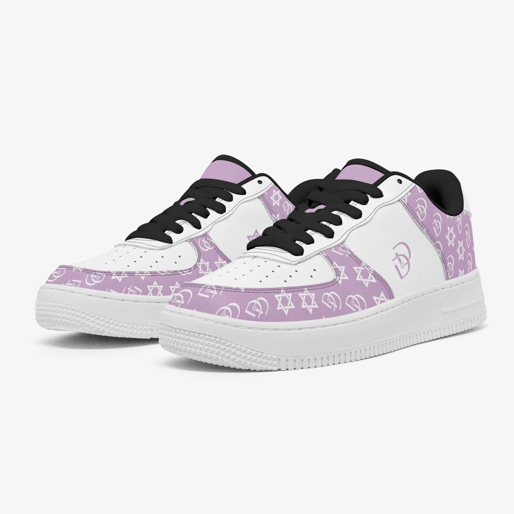 Unisex David Elevate Star Of David Leather David Denza Sneakers - Orchid Haze & White