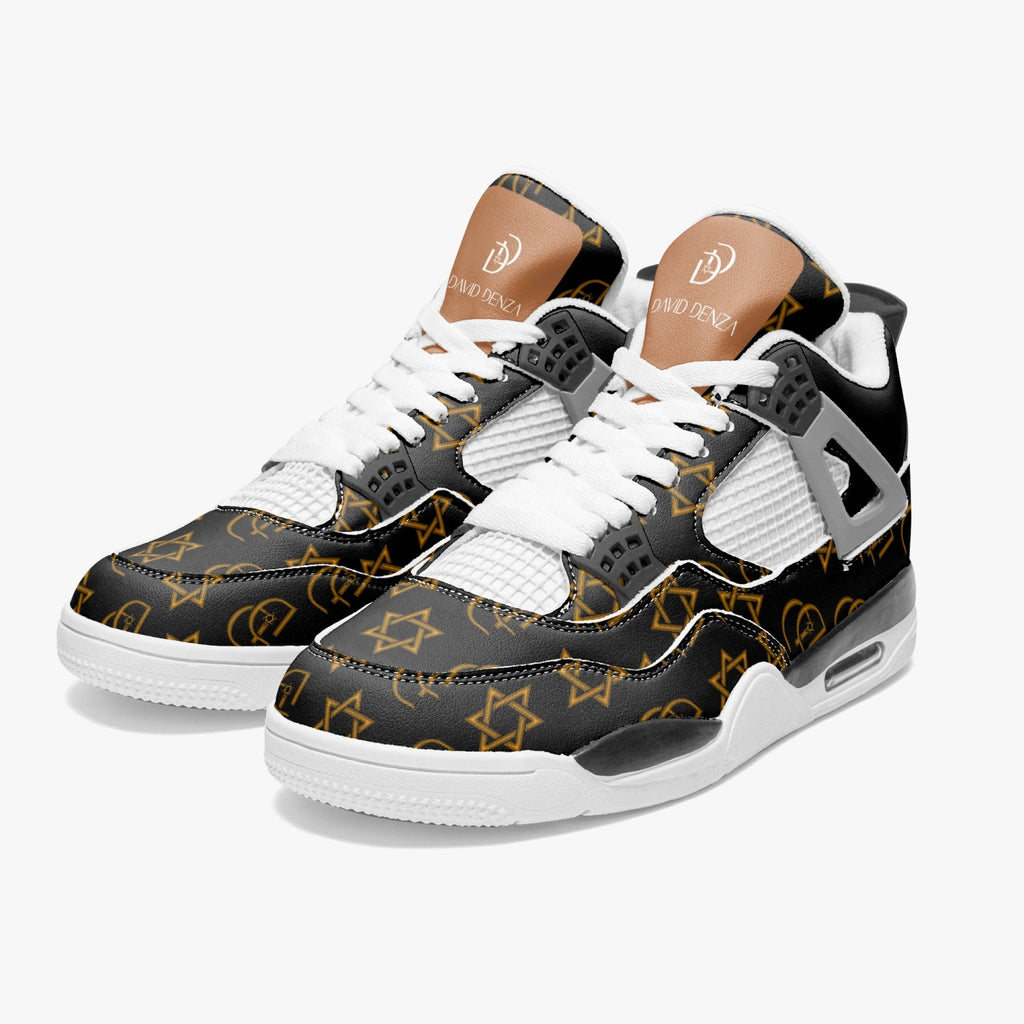 Unisex David Prime Star Of David Basketball Sneakers -Black with gold