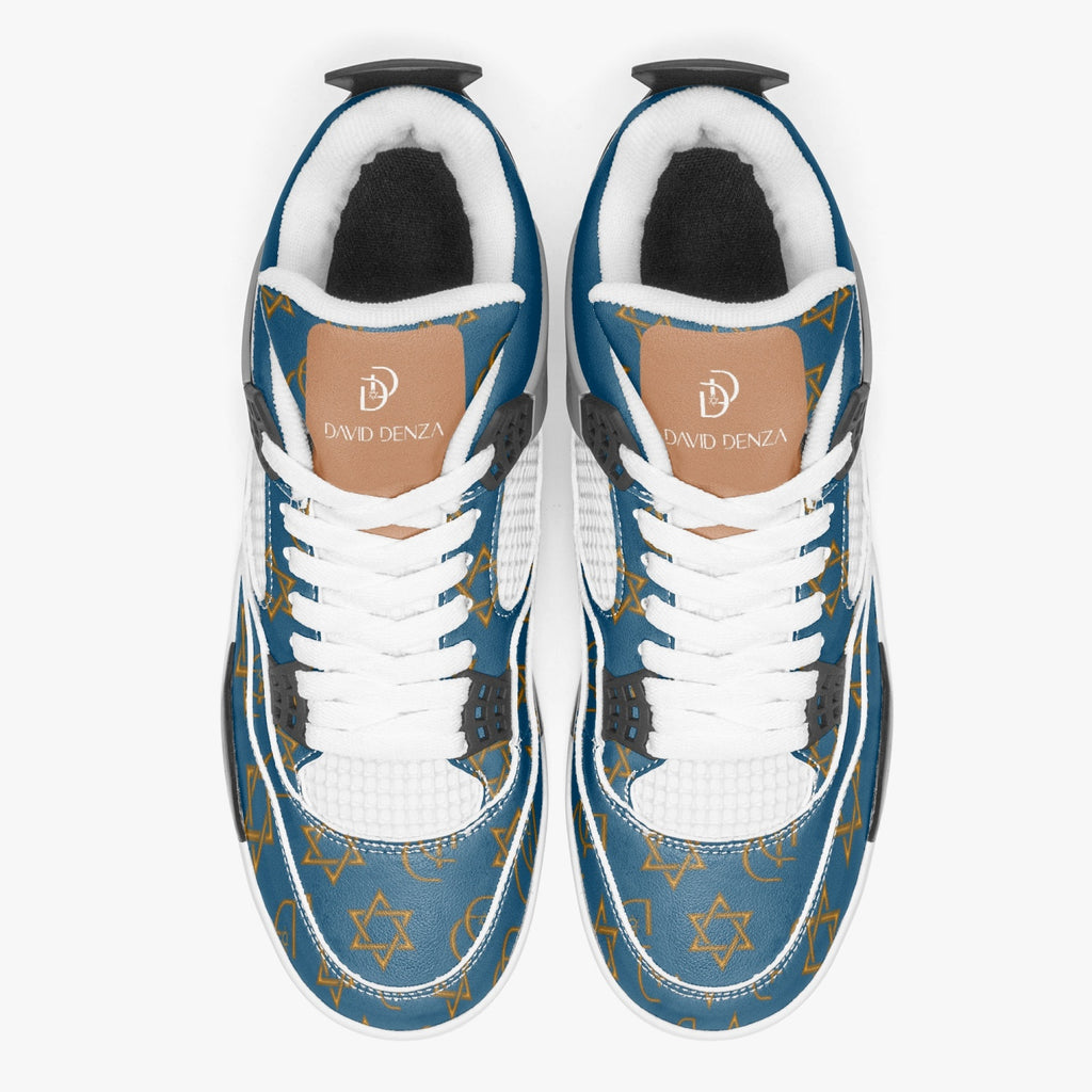 Unisex David Prime Star Of David Basketball Sneakers -Blue with gold