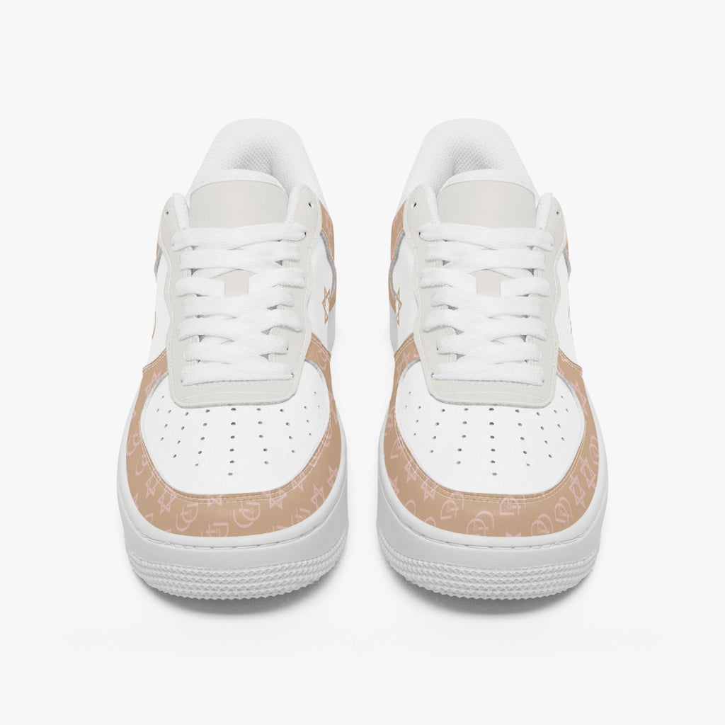 Unisex David Elevate Star Of David Leather David Denza Sneakers - Brown & White