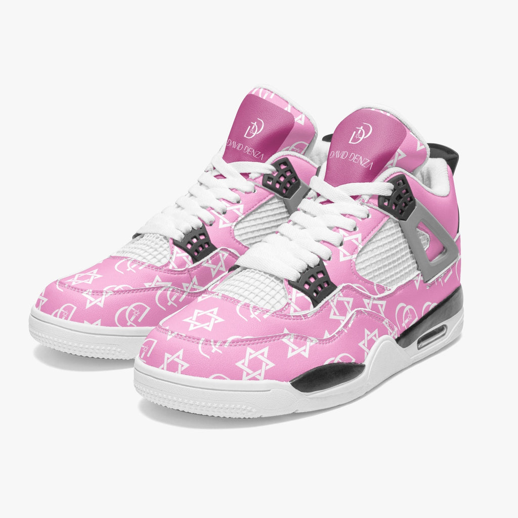 Unisex David Prime Star Of David Basketball Sneakers -Pink with white