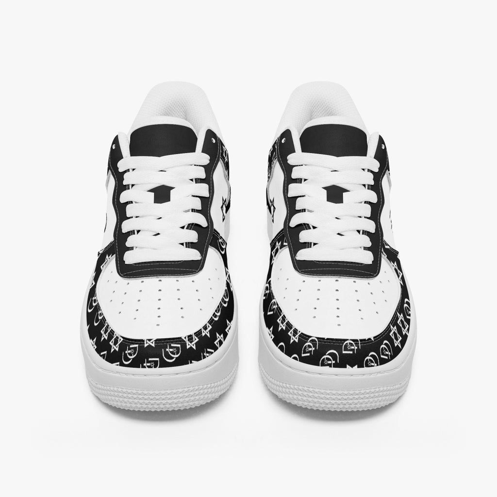 Unisex David Elevate Star Of David Leather David Denza Sneakers - Black & White