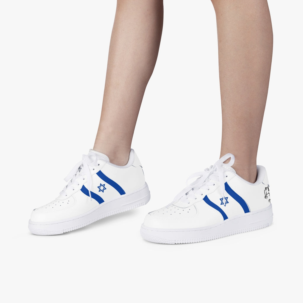 Unisex David Elevate Star Of David Low-Top Leather David Denza Sneakers - White & Blue