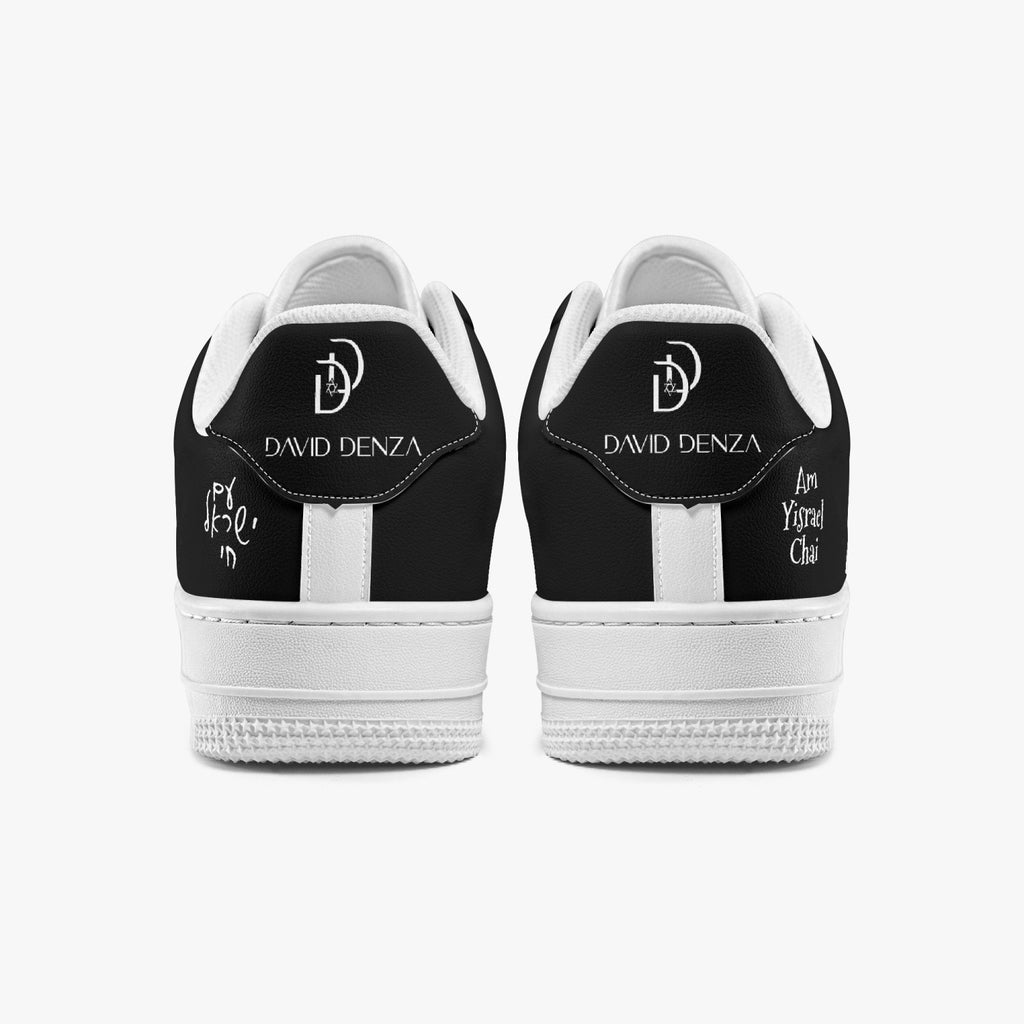 Unisex David Elevate Star Of David Low-Top Leather David Denza Sneakers-Black and White