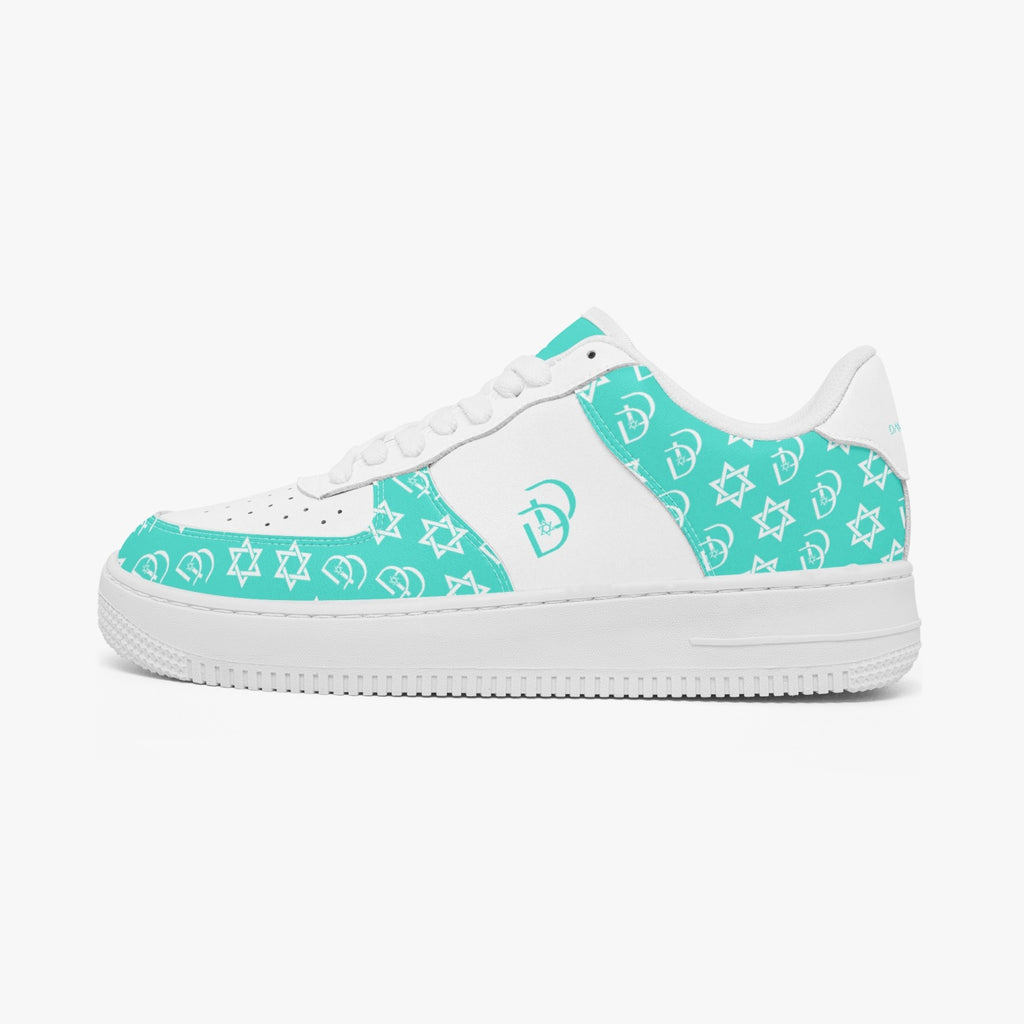 Unisex David Elevate Star Of David Leather David Denza Sneakers - Turquoise Color