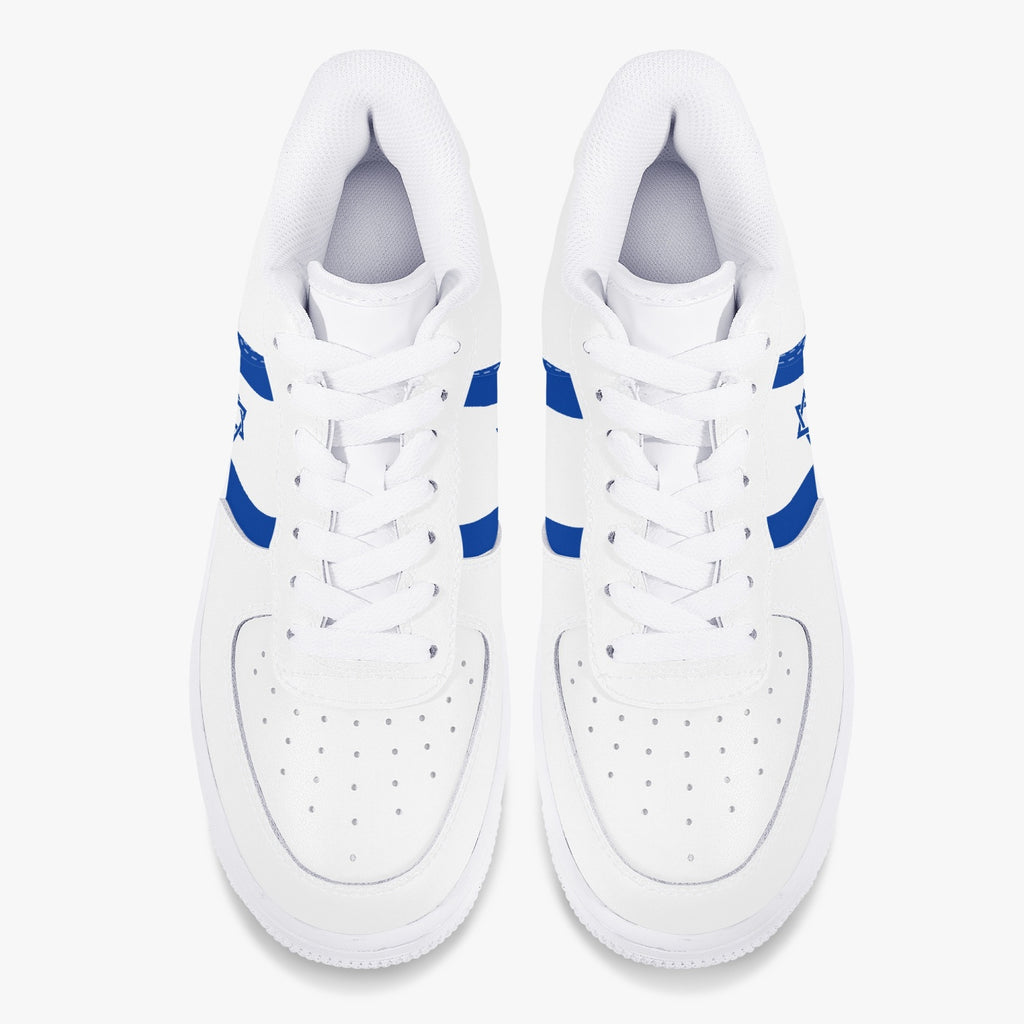 Unisex David Elevate Star Of David Low-Top Leather David Denza Sneakers - White & Blue