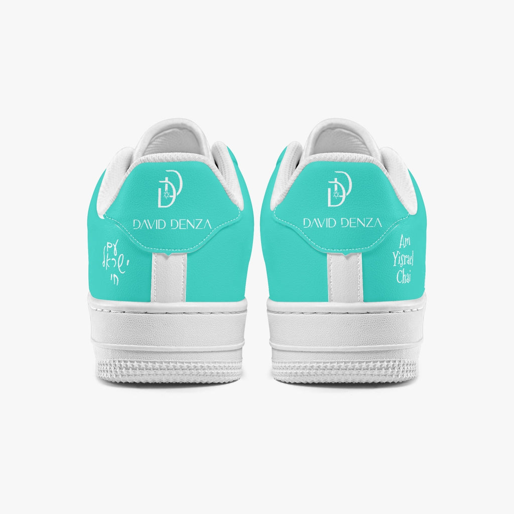 Unisex David Elevate Star Of David Low-Top Leather David Denza Sneakers  turquoise and white