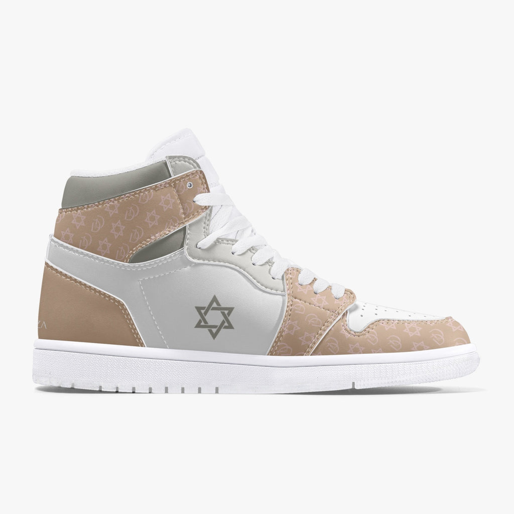 Unisex David Legends Star Of David High-Top Leather Sneakers David Denza - Brown White color