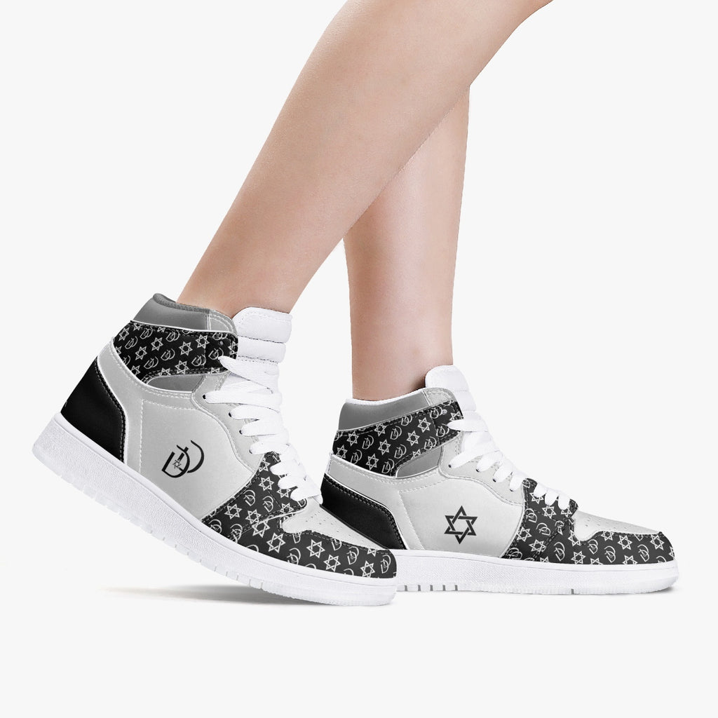 Unisex David Legends Star Of David High-Top Leather Sneakers David Denza - Black and White