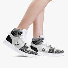 Load image into Gallery viewer, Unisex David Legends Star Of David High-Top Leather Sneakers David Denza - Black and White