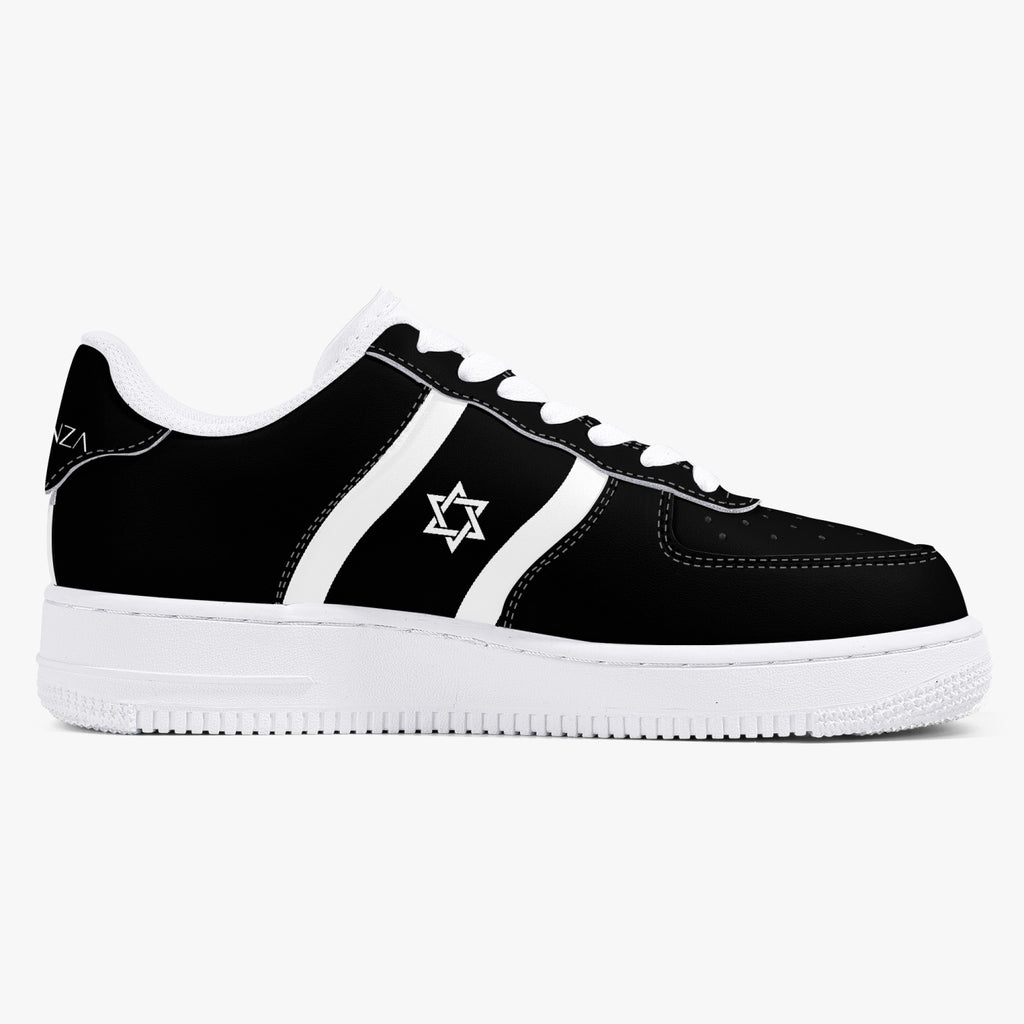 Unisex David Elevate Star Of David Low-Top Leather David Denza Sneakers-Black and White