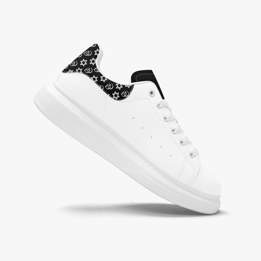 Unisex David Bold Star Of David Pattern Leather Oversized Sneakers - black