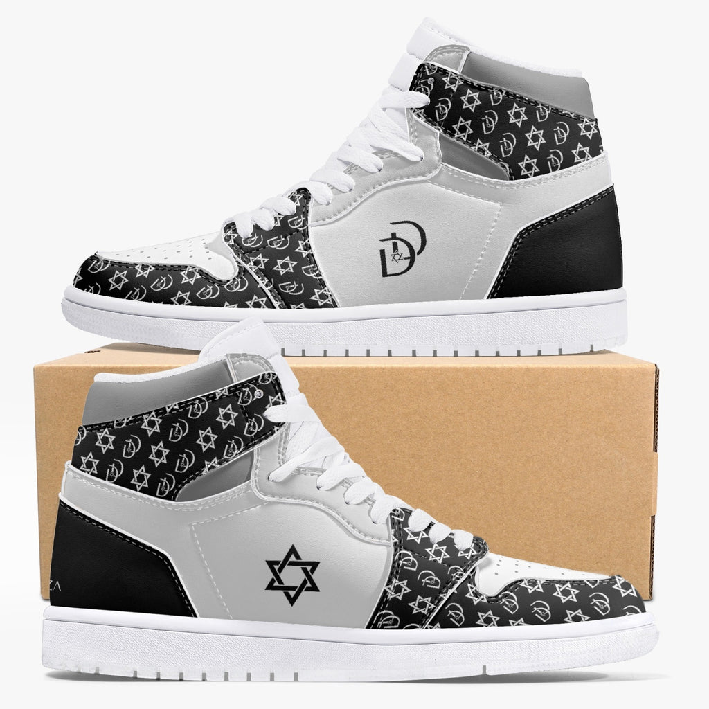 Unisex David Legends Star Of David High-Top Leather Sneakers David Denza - Black and White