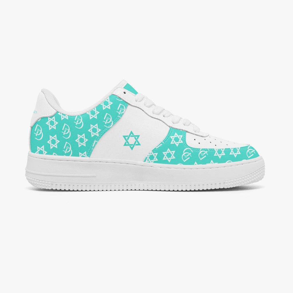 Unisex David Elevate Star Of David Leather David Denza Sneakers - Turquoise Color