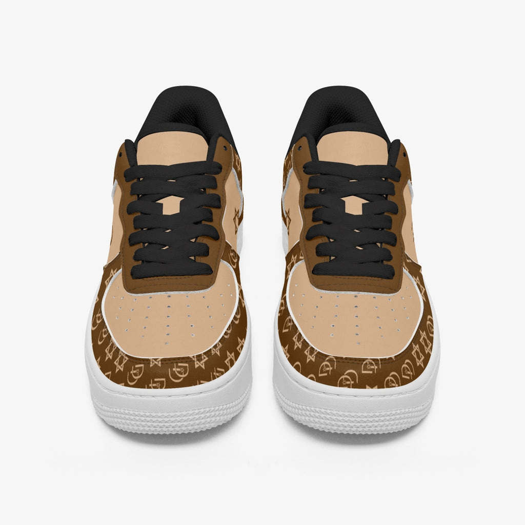 Unisex David Elevate Star Of David Leather David Denza Sneakers - Brown & Light Tan