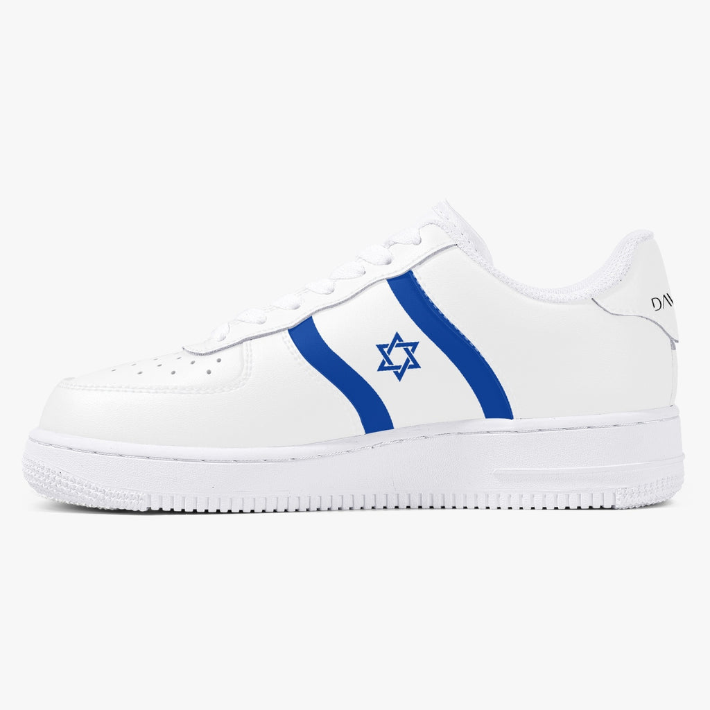 Unisex David Elevate Star Of David Low-Top Leather David Denza Sneakers - White & Blue