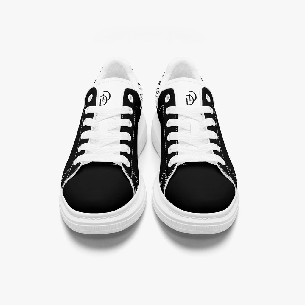 Unisex David Bold Star Of David Pattern Leather Oversized Sneakers - White and Black