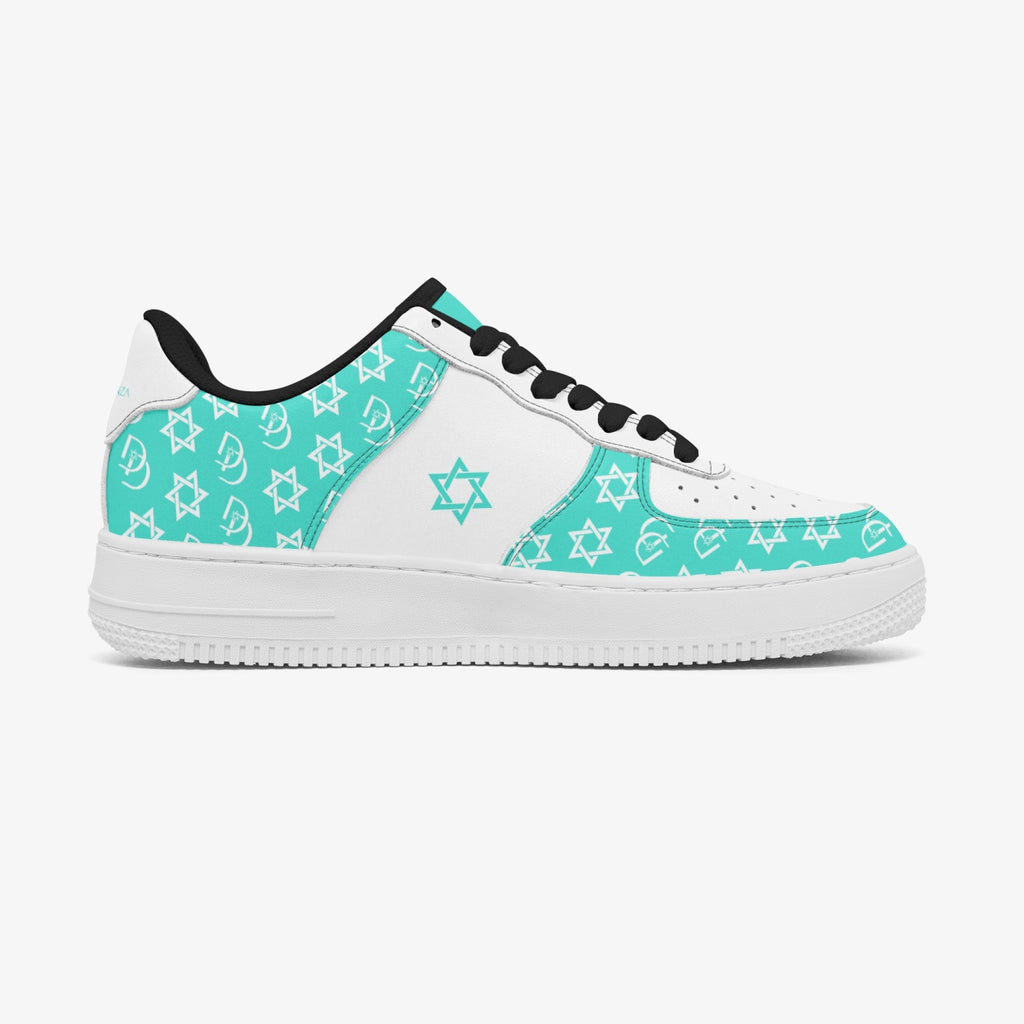 Unisex David Elevate Star Of David Leather David Denza Sneakers - Turquoise Color