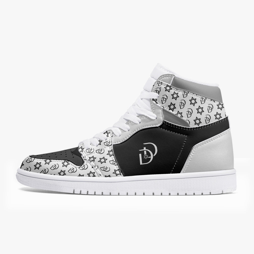 Unisex David Legends Star Of David High-Top Leather Sneakers David Denza - White & Black with Gray