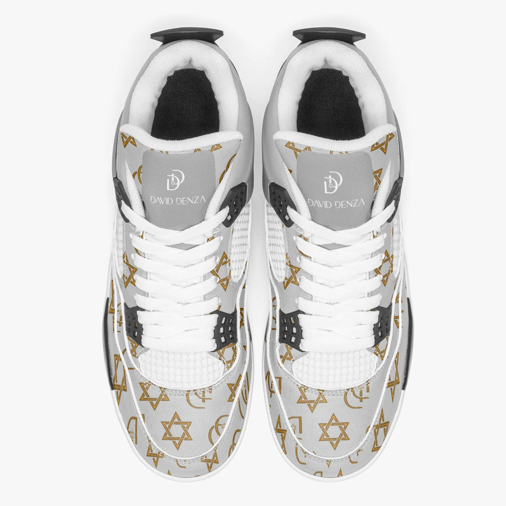 Unisex David Prime Star Of David Basketball Sneakers -Silver with gold