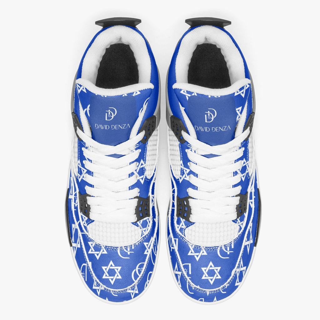 Unisex David Prime Star Of David Basketball Sneakers -blue with white