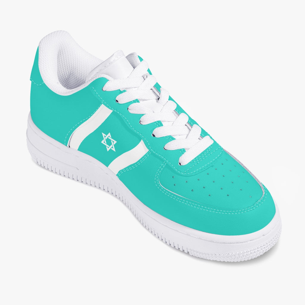 Unisex David Elevate Star Of David Low-Top Leather David Denza Sneakers  turquoise and white